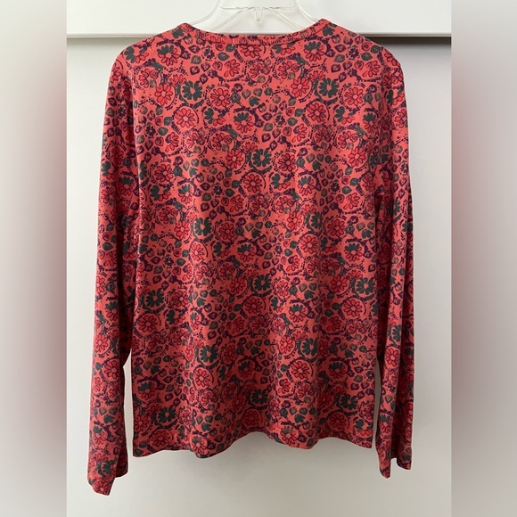 NWOT Orvis Floral Orange Purple Teal Long Sleeve Top Size M - Picture 2 of 9